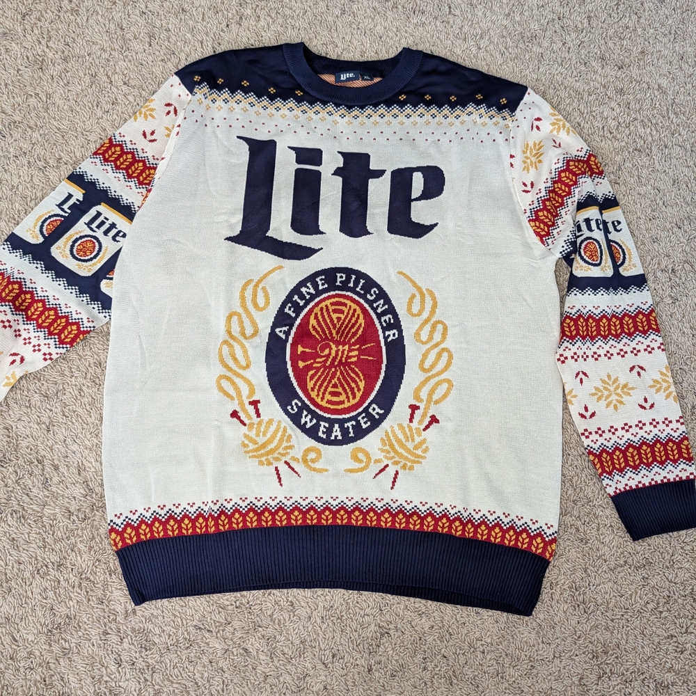 2024 Miller Lite Christmas Holiday Ugly Sweater Mens Size XL